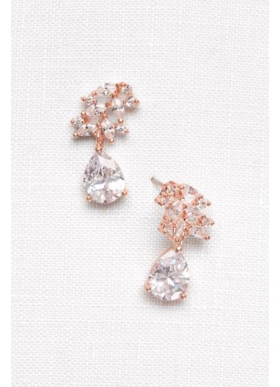 David's Bridal Pink (Cubic Zirconia Petals Pear Drop Earrings)